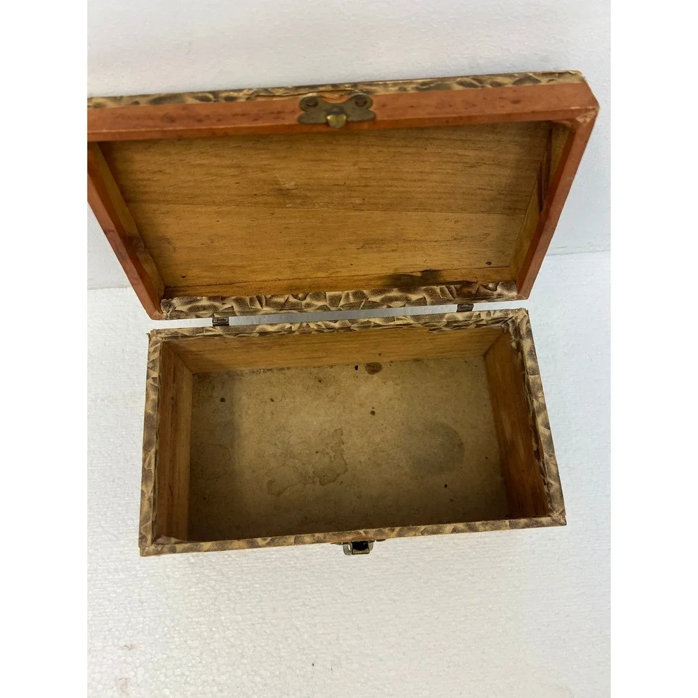 Wood Dollhouse Steamer Trunk Miniature Antique Storage Box Chest SALESMAN SAMPLE